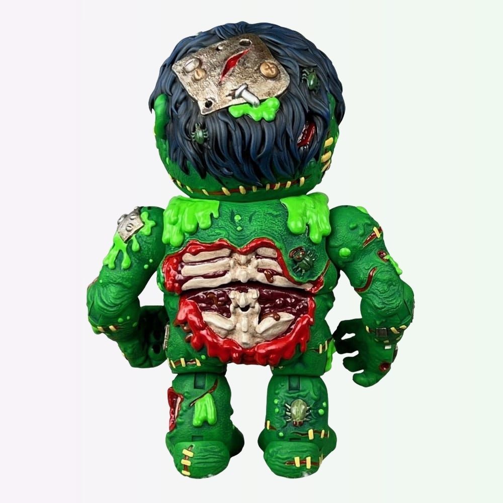 Back view of Slobulus Madballs Premium DNA action figure with exposed ribcage and metal plate embedded in head