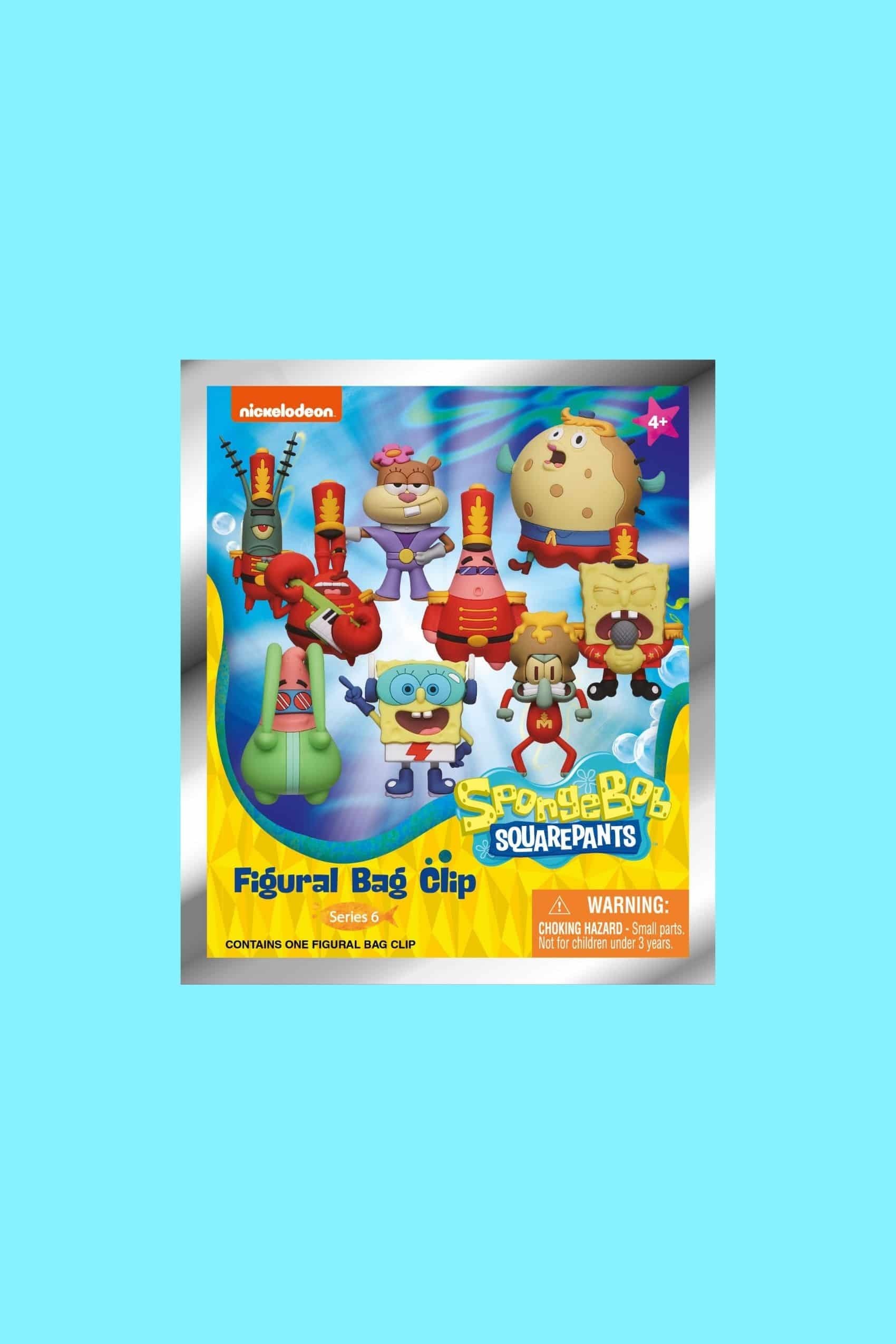 Front view of SpongeBob SquarePants Series 6 3D bag clip sealed blind bag packaging