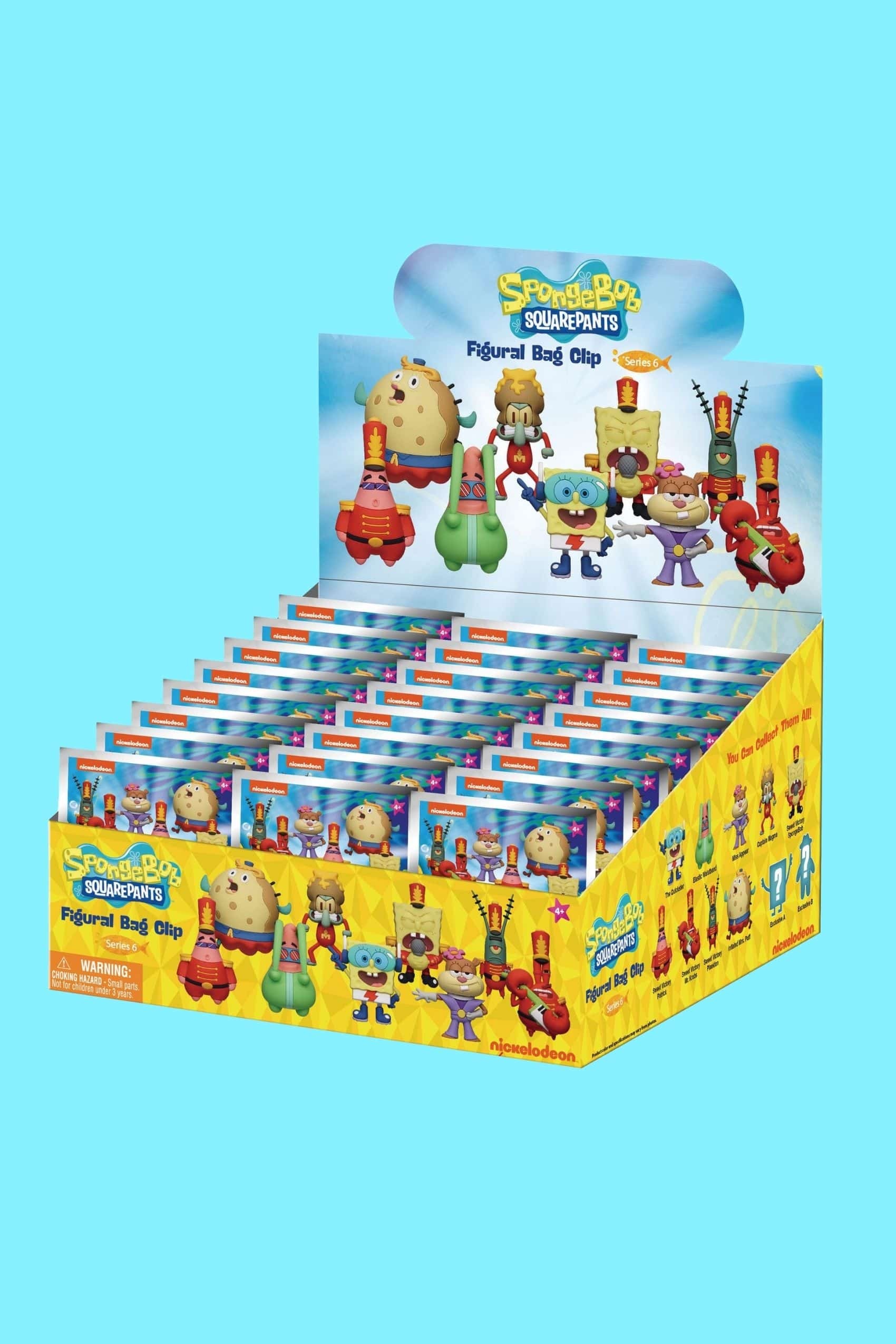 Retail display box of SpongeBob SquarePants Series 6 3D bag clip blind bags