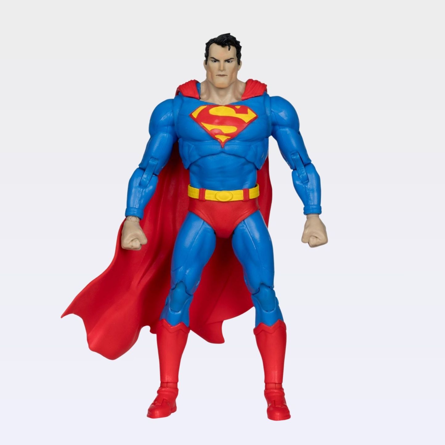 Front-facing shot of McFarlane Superman Hush action figure with clenched fists