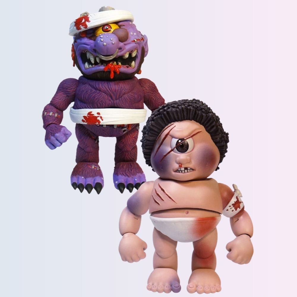 Front view of Horn Head and Sy Clops action figures from Madballs vs Garbage Pail Kids 2-Pack