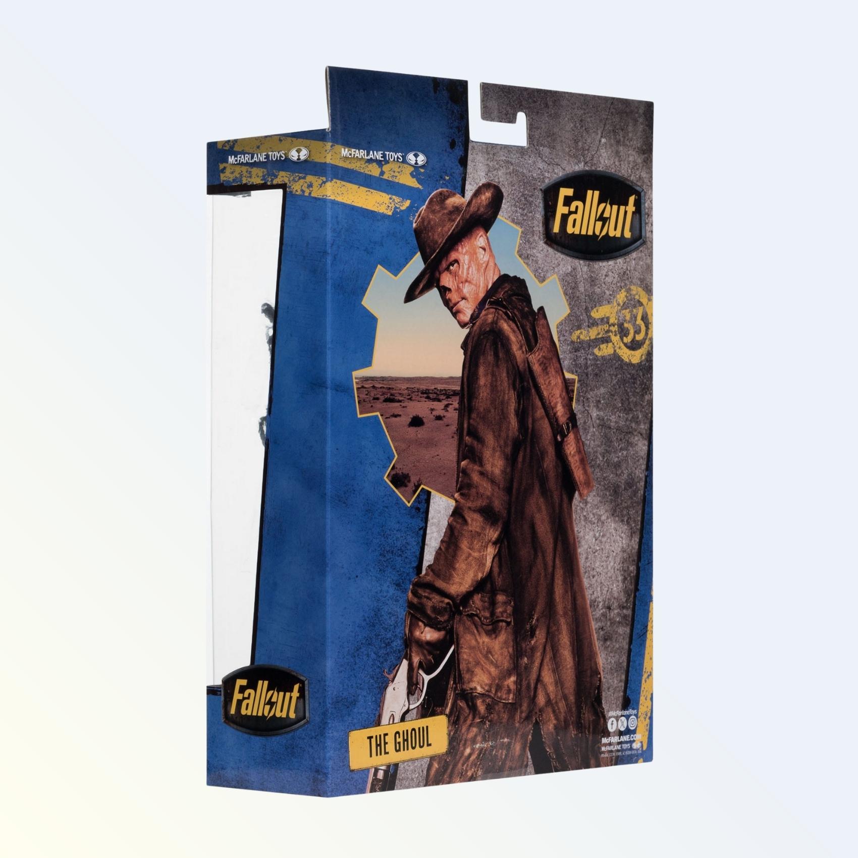 Back packaging of The Ghoul action figure featuring Season 2 artwork with cowboy hat and wasteland backdrop