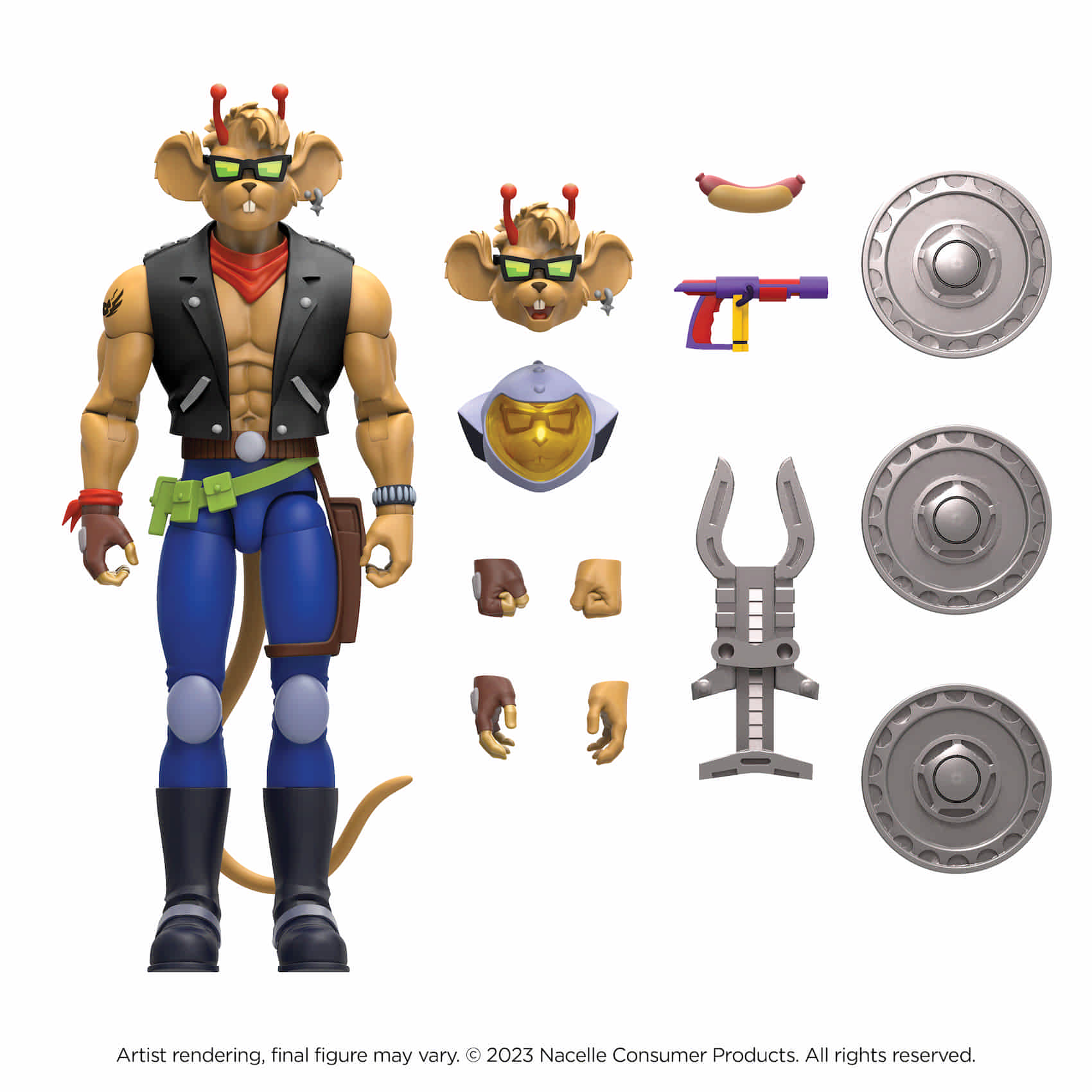Accessories included with the Nacelle Biker Mice From Mars Wave 1 Throttle action figure