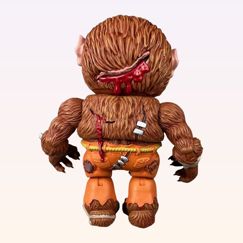 Rear shot of Wolf Breath Madballs action figure with sculpted fur and bloodied gash on shoulder