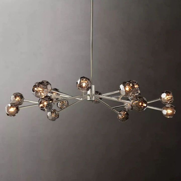 Bayfield Cristal Smoke Glass Round Chandelier 60"-HiLamps