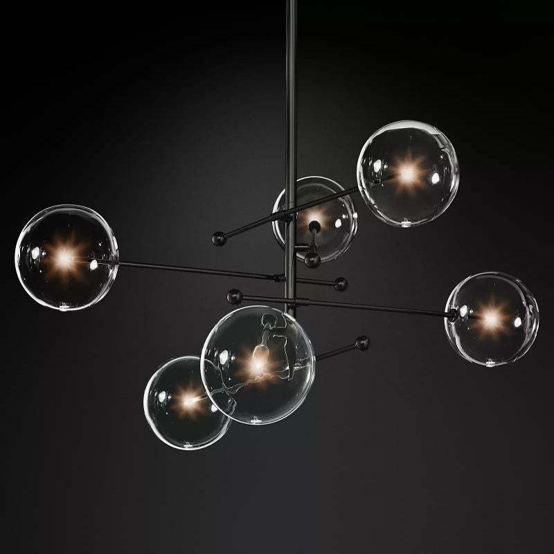 Glass Ball 6-stem Chandelier 55"-HiLamps