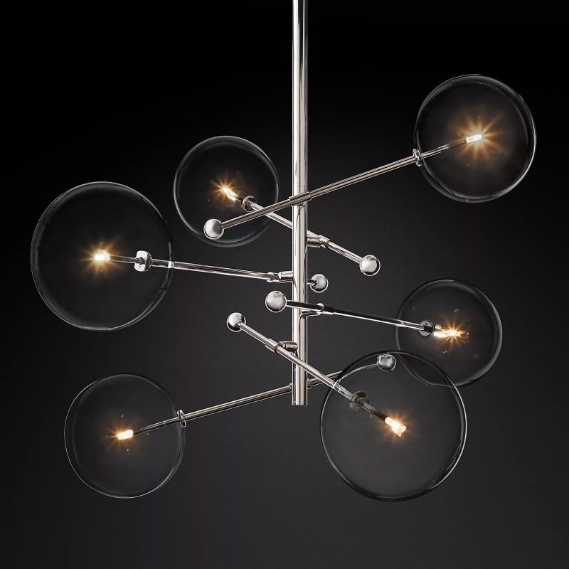 Glass Ball 6-stem Chandelier 55"-HiLamps