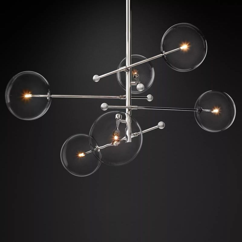 Glass Ball 6-stem Chandelier 55"-HiLamps
