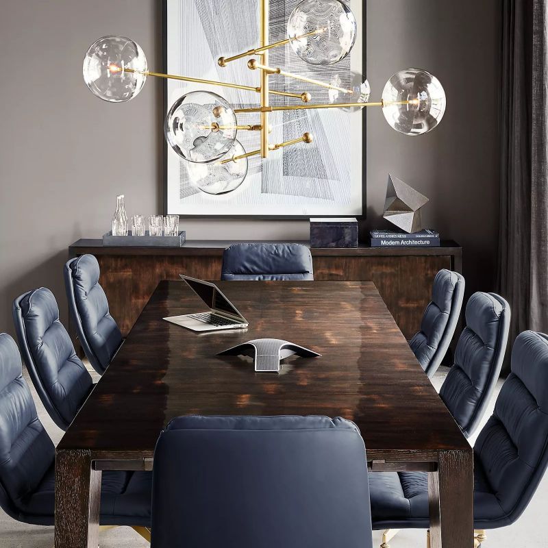 Glass Ball 6-stem Chandelier 55"-HiLamps