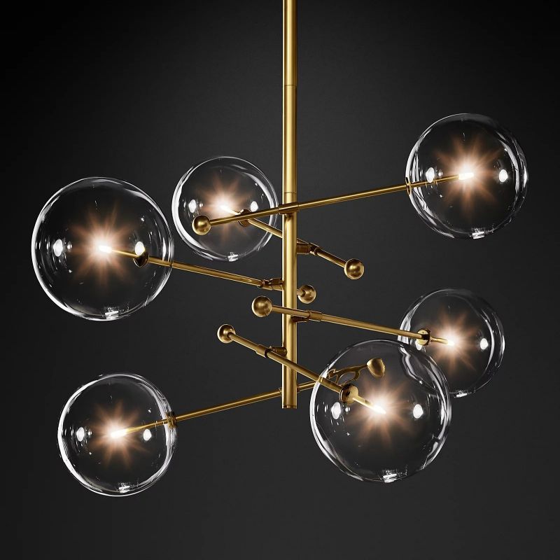 Glass Ball 6-stem Chandelier 55"-HiLamps