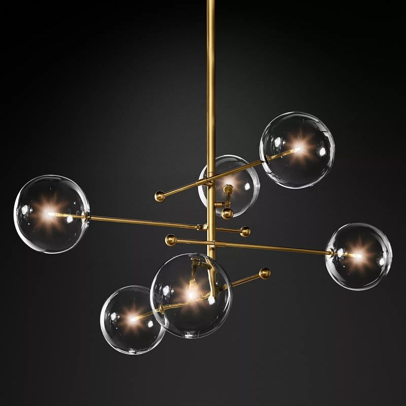 Glass Ball 6-stem Chandelier 55"-HiLamps