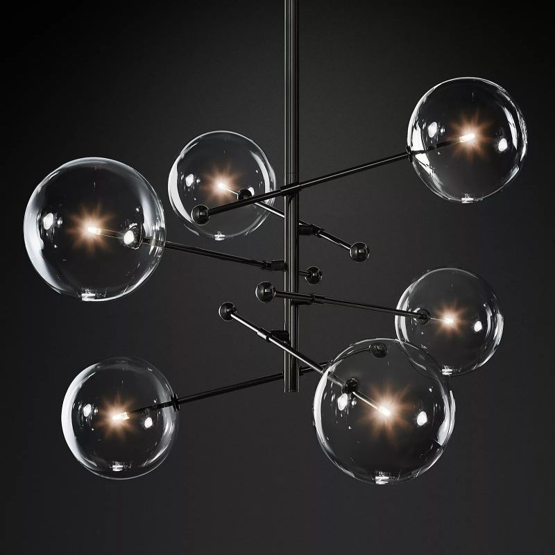 Glass Ball 6-stem Chandelier 55"-HiLamps
