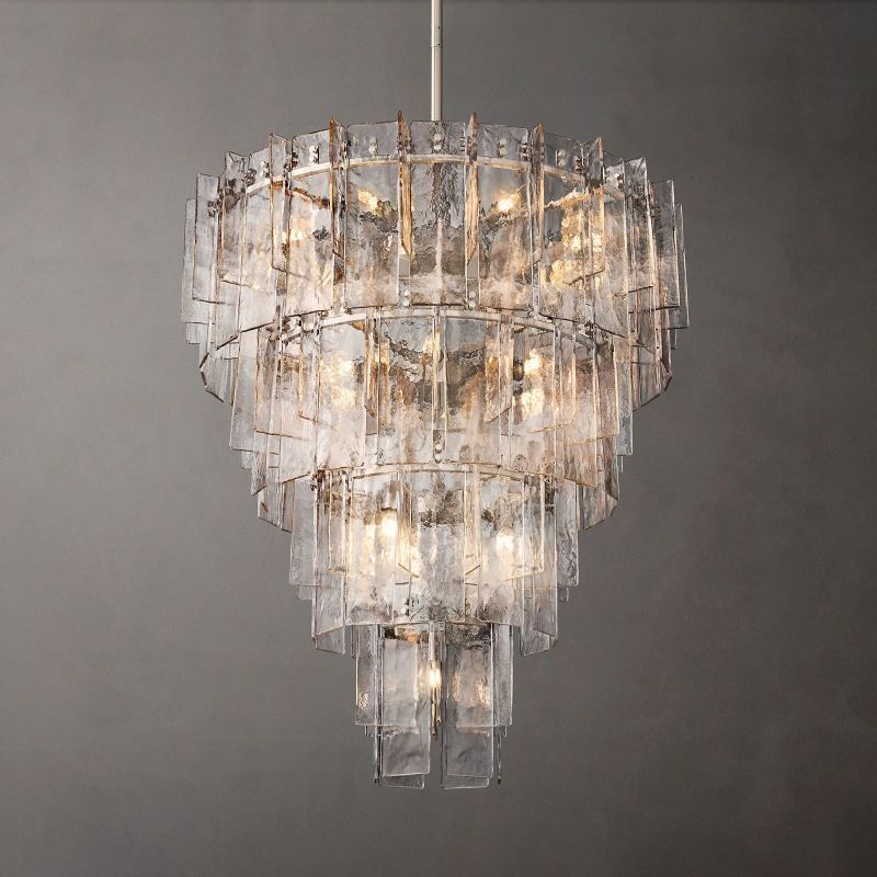 Landon Clear Glass Tiered Round Chandelier 47"-HiLamps