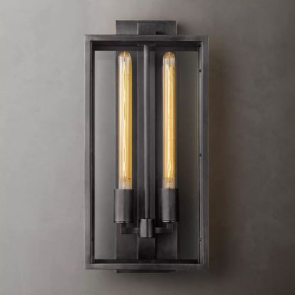 Beckman Outdoor Square Lantern Wall Sconce 21"-HiLamps