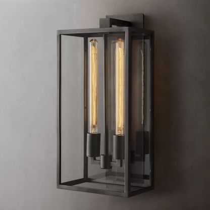 Beckman Outdoor Square Lantern Wall Sconce 21"-HiLamps