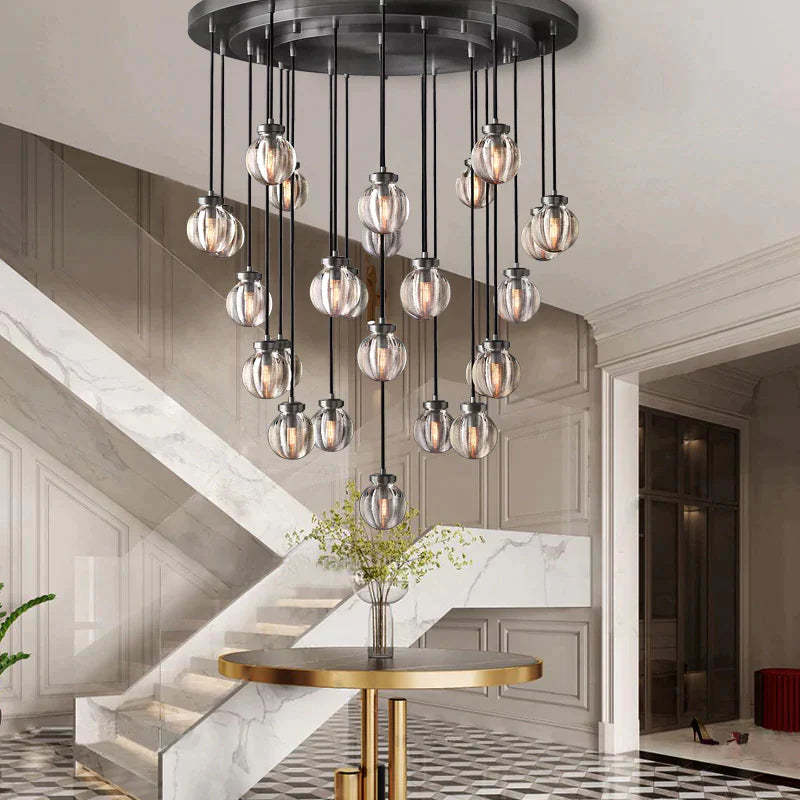 PEARL ROUND CHANDELIER 38"