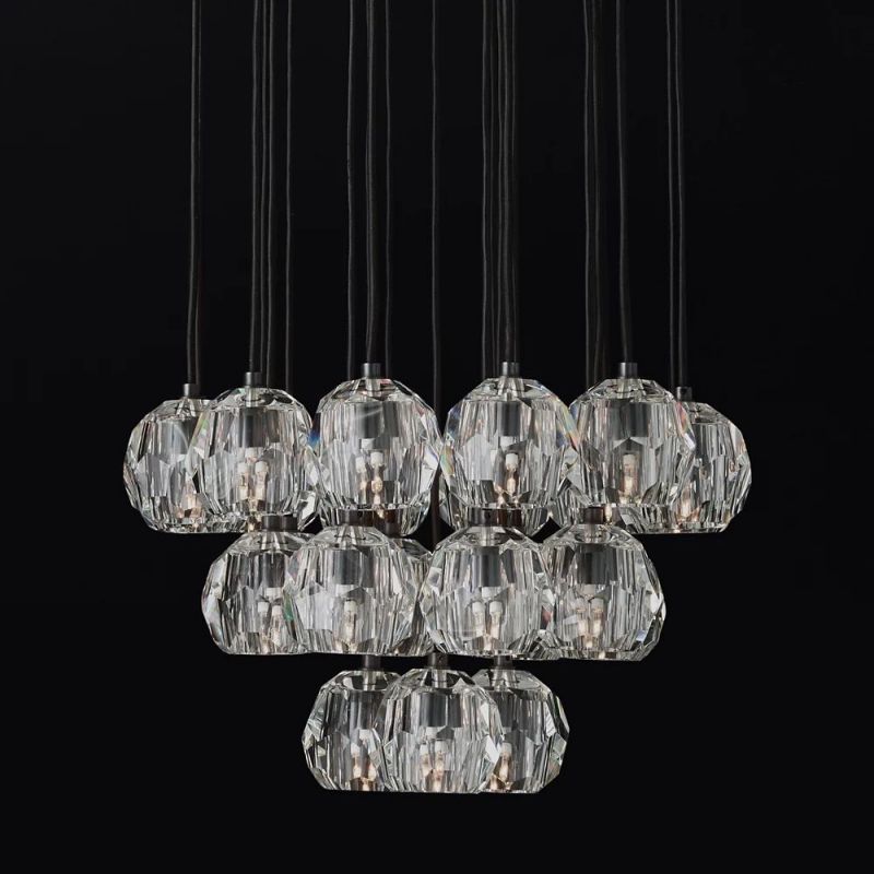BOULE DE CRISTAL CLEAR GLASS ROUND CLUSTER CHANDELIER 24"