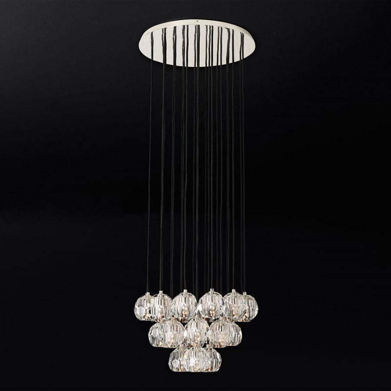 BOULE DE CRISTAL CLEAR GLASS ROUND CLUSTER CHANDELIER 24"