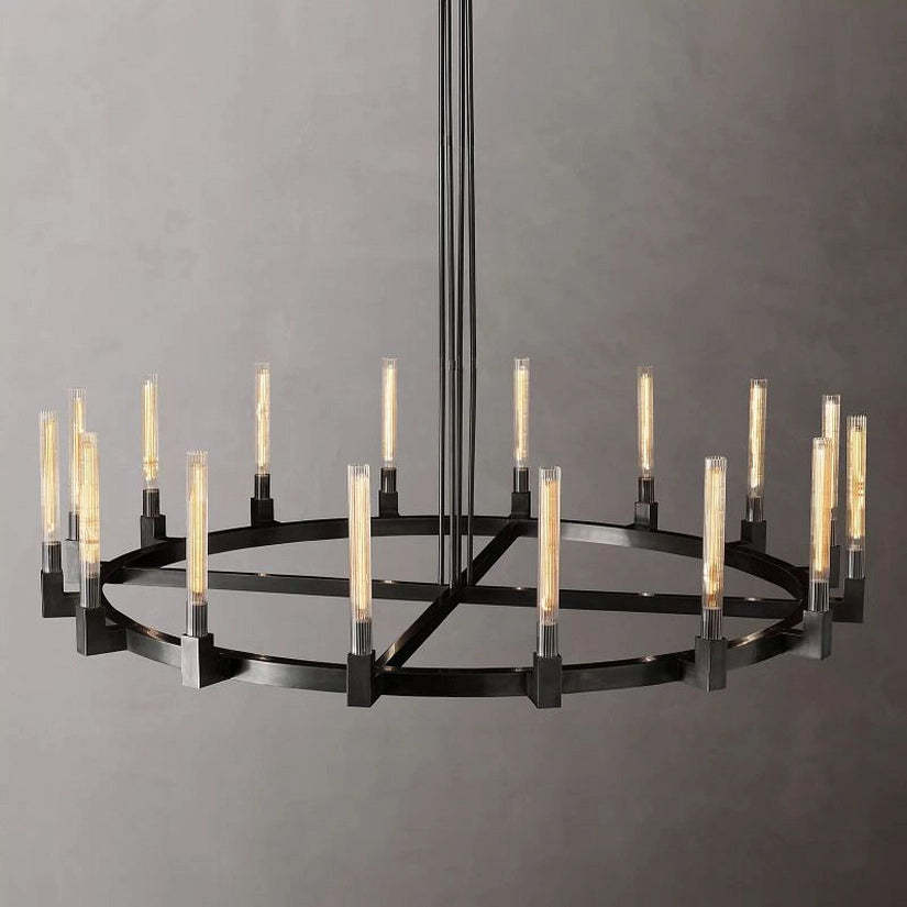 Cypress Glass Round Chandelier 72"-HiLamps