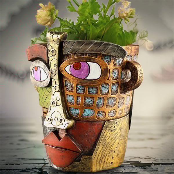 🔥 Last Day 70% OFF 😍 Handmade Picassoo Antique Bronze Abstract Beauty Face Flower Pot