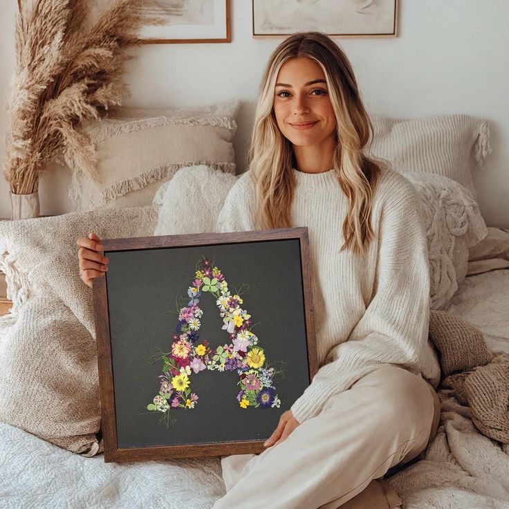 Personalized Mother's Day gift-Name Initial Pressed Flower Art