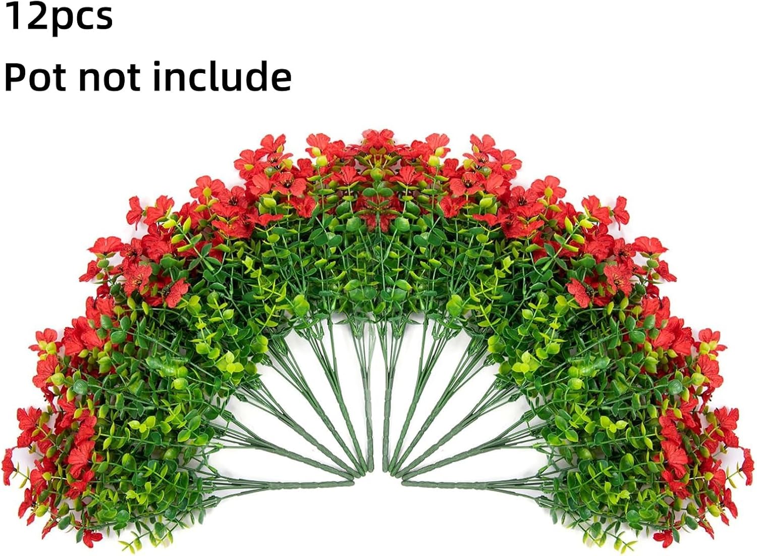 Artificial Flowers for Outdoor Indoor Garden Home Decoration, Faux Flower Daisy with Eucalyptus Leaves Fake Plants Greenery Boxwood Porch Patio, 12 Bundles (F Blue)