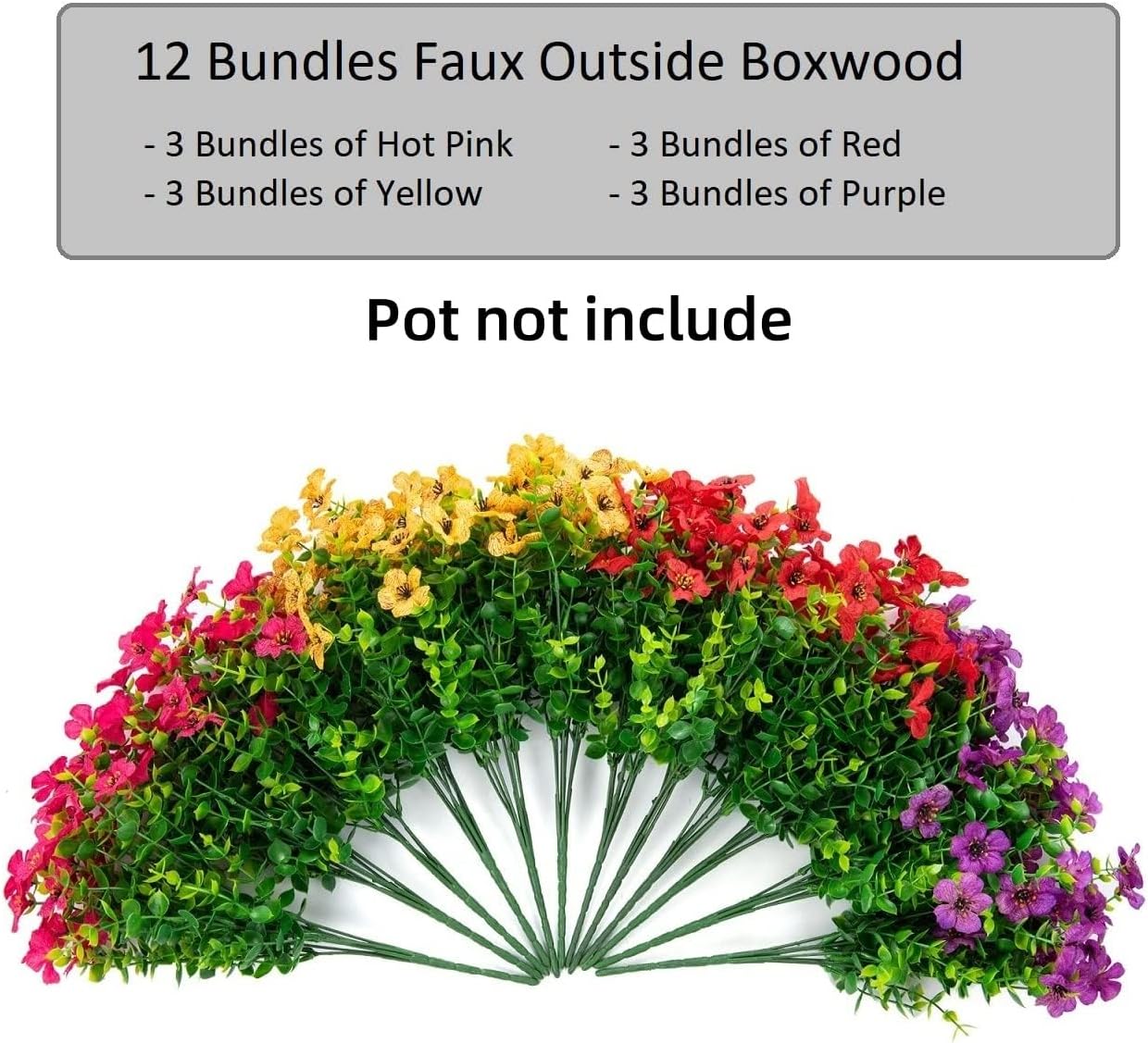 Artificial Flowers for Outdoor Indoor Garden Home Decoration, Faux Flower Daisy with Eucalyptus Leaves Fake Plants Greenery Boxwood Porch Patio, 12 Bundles (F Blue)