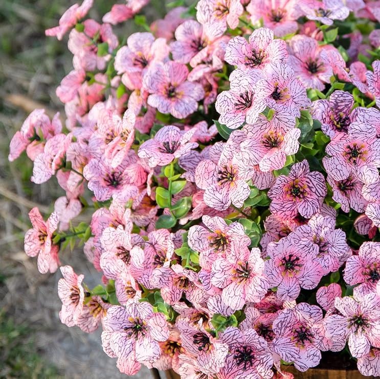 Artificial Flowers for Outdoor Indoor Garden Home Decoration, Faux Flower Daisy with Eucalyptus Leaves Fake Plants Greenery Boxwood Porch Patio, 12 Bundles (F Blue)