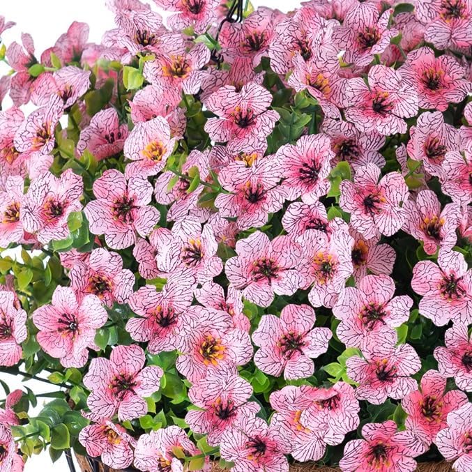 Artificial Fake Hanging Red Plants Flowers Basket for Outdoor Fall Winter Christmas, Faux Silk Daisy Mums Look Real UV Resistant for Outside Porch Home Patio Garden Yard Decoration