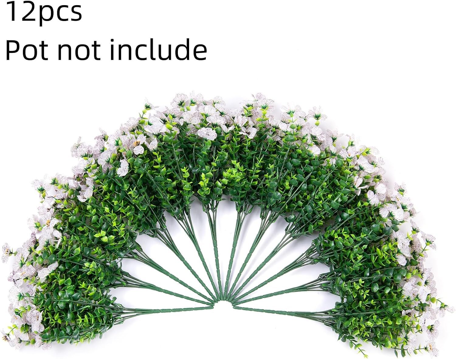 Artificial Flowers for Outdoor Indoor Garden Home Decoration, Faux Flower Daisy with Eucalyptus Leaves Fake Plants Greenery Boxwood Porch Patio, 12 Bundles (F Blue)