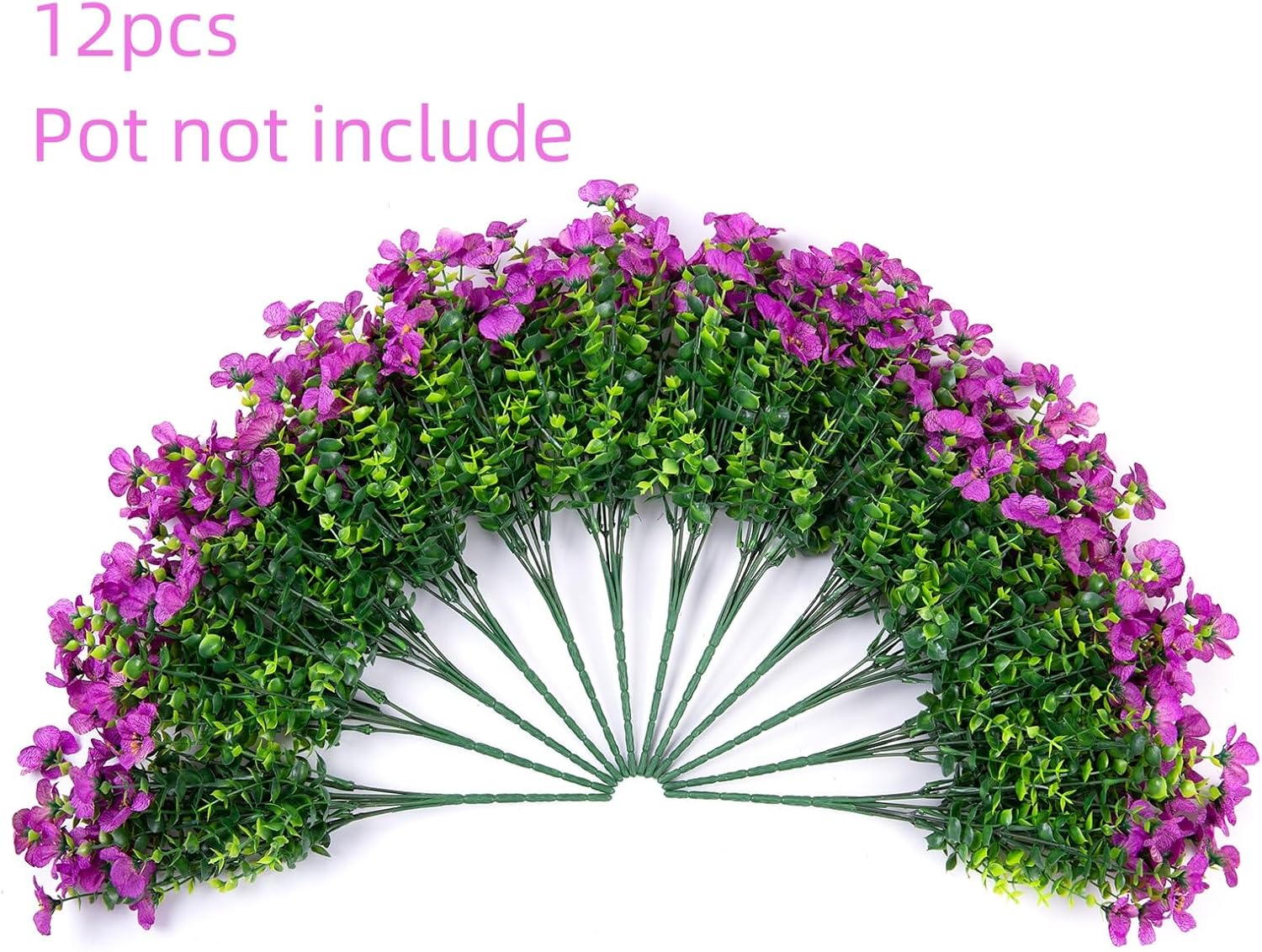 Artificial Flowers for Outdoor Indoor Garden Home Decoration, Faux Flower Daisy with Eucalyptus Leaves Fake Plants Greenery Boxwood Porch Patio, 12 Bundles (F Blue)