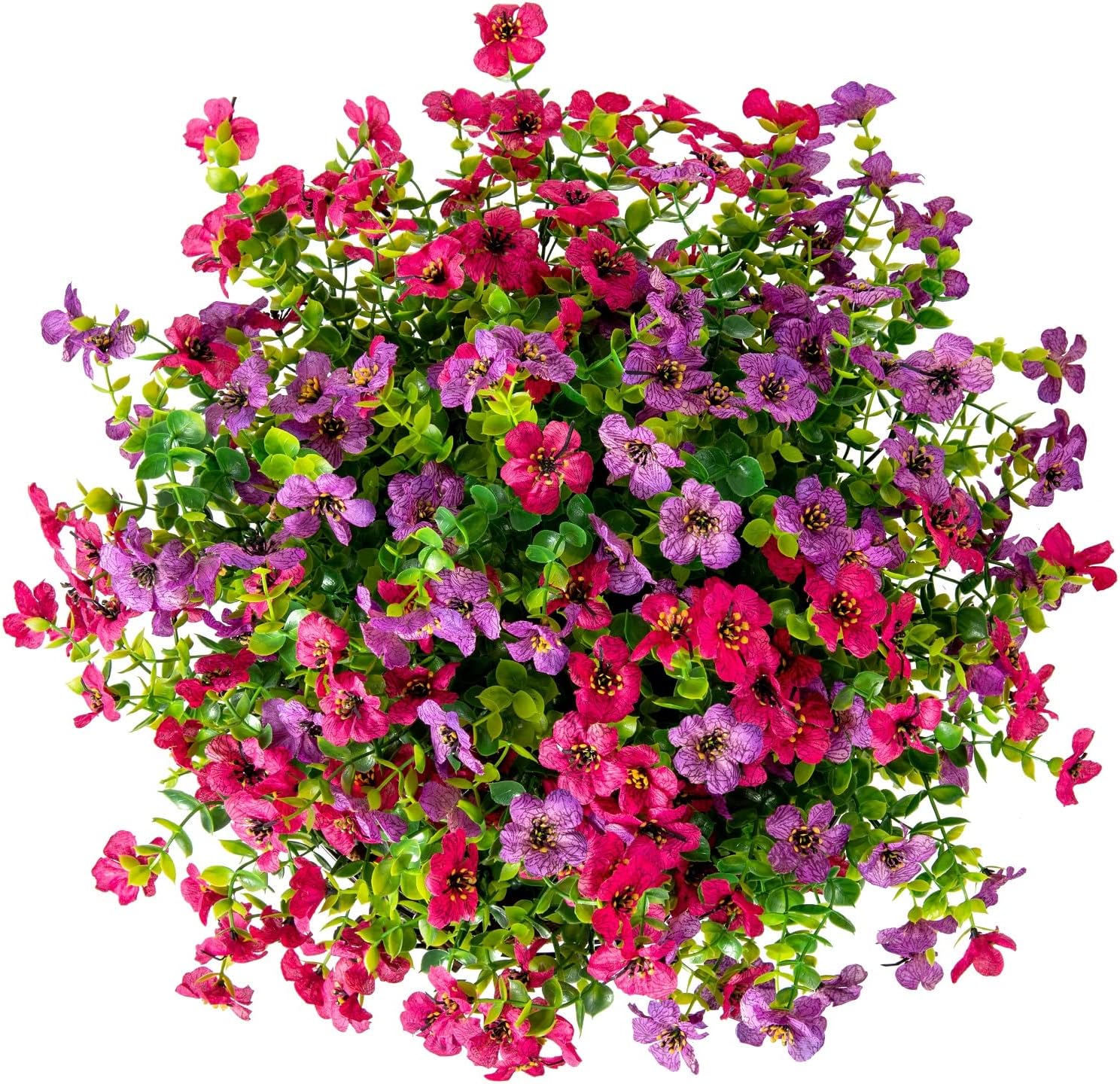 Artificial Fake Hanging Red Plants Flowers Basket for Outdoor Fall Winter Christmas, Faux Silk Daisy Mums Look Real UV Resistant for Outside Porch Home Patio Garden Yard Decoration