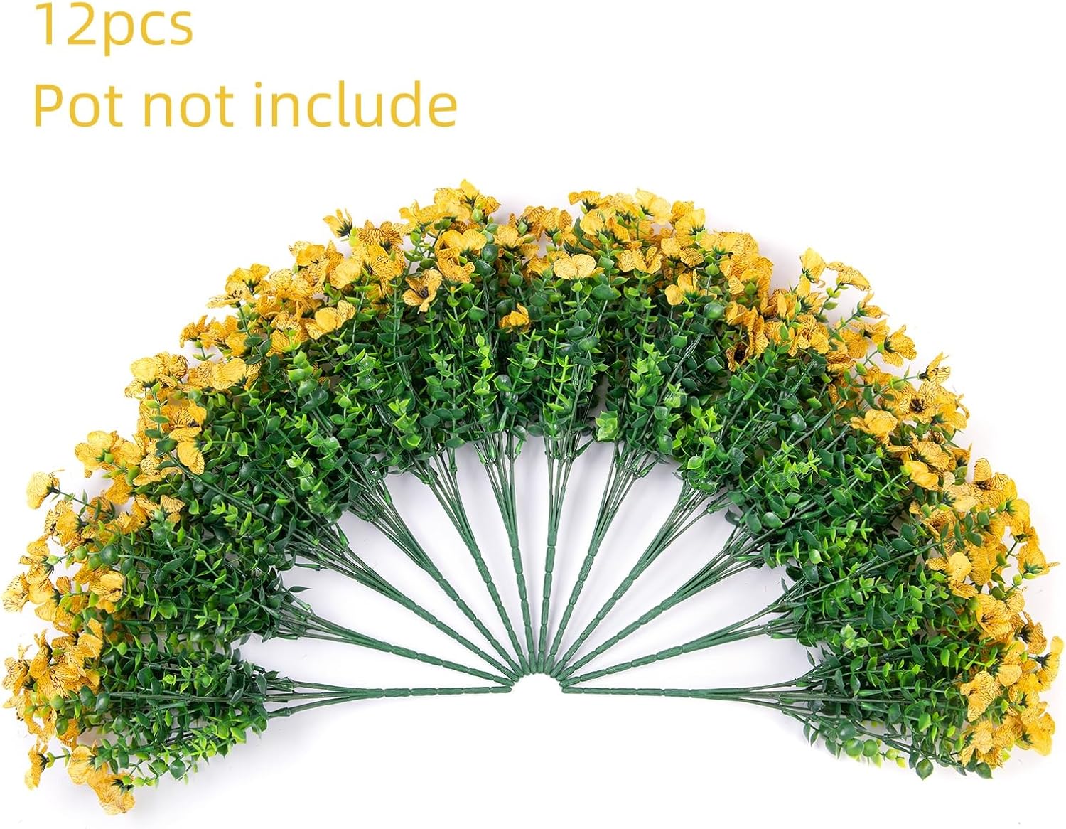 Artificial Flowers for Outdoor Indoor Garden Home Decoration, Faux Flower Daisy with Eucalyptus Leaves Fake Plants Greenery Boxwood Porch Patio, 12 Bundles (F Blue)