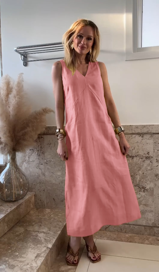 TENCEL + LINEN SLEEVELESS POCKET DRESS(Buy 2 get free shipping)