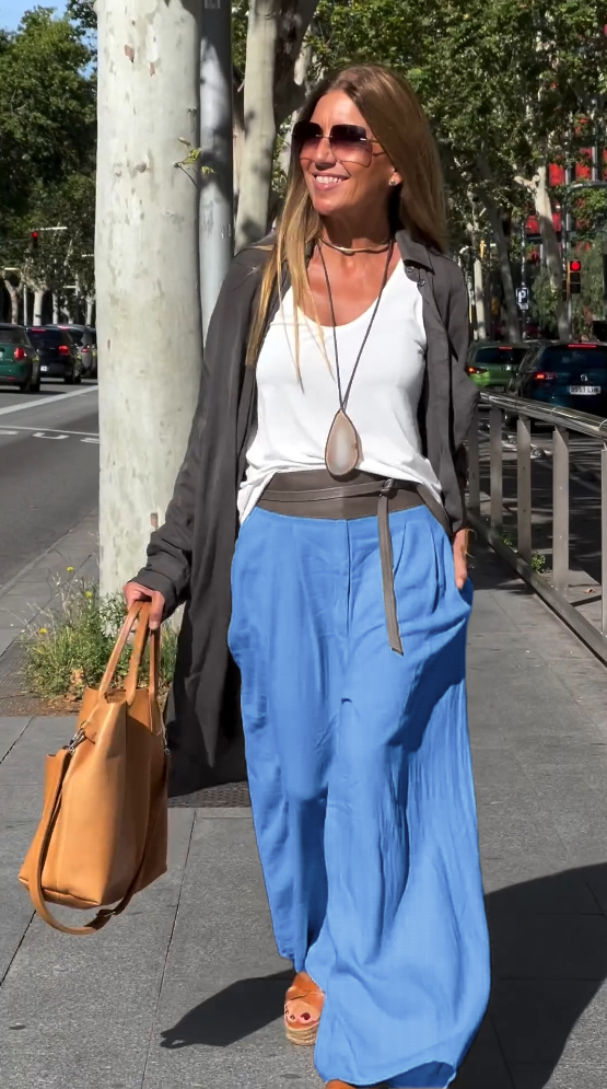 Cotton and linen casual wide-leg pants(Free basic vest)