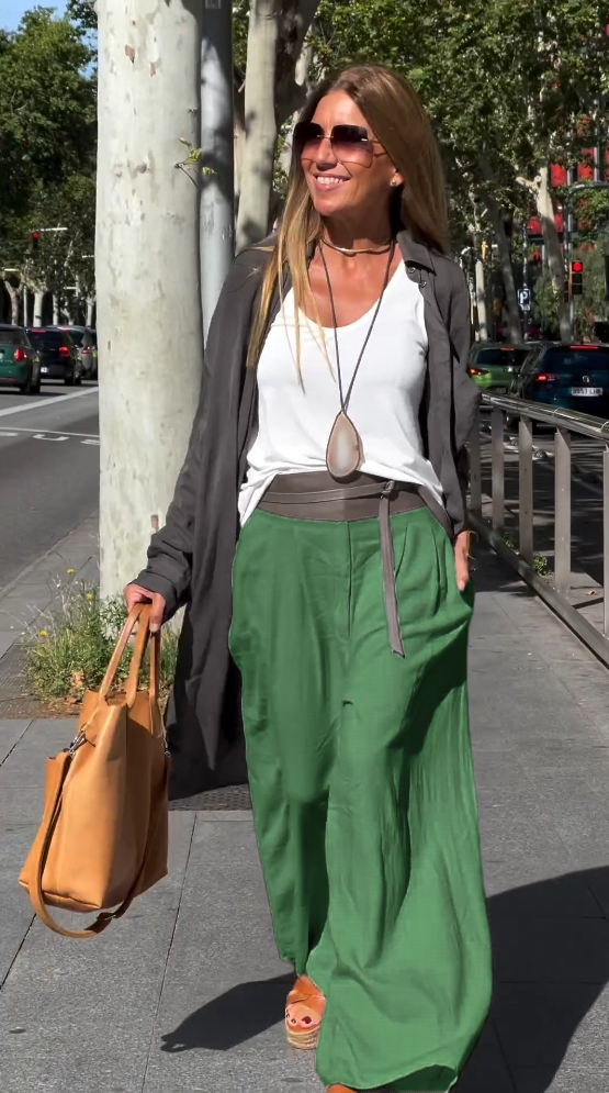 Cotton and linen casual wide-leg pants(Free basic vest)