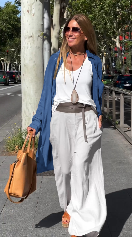 Solid color mid-length cardigan shirt