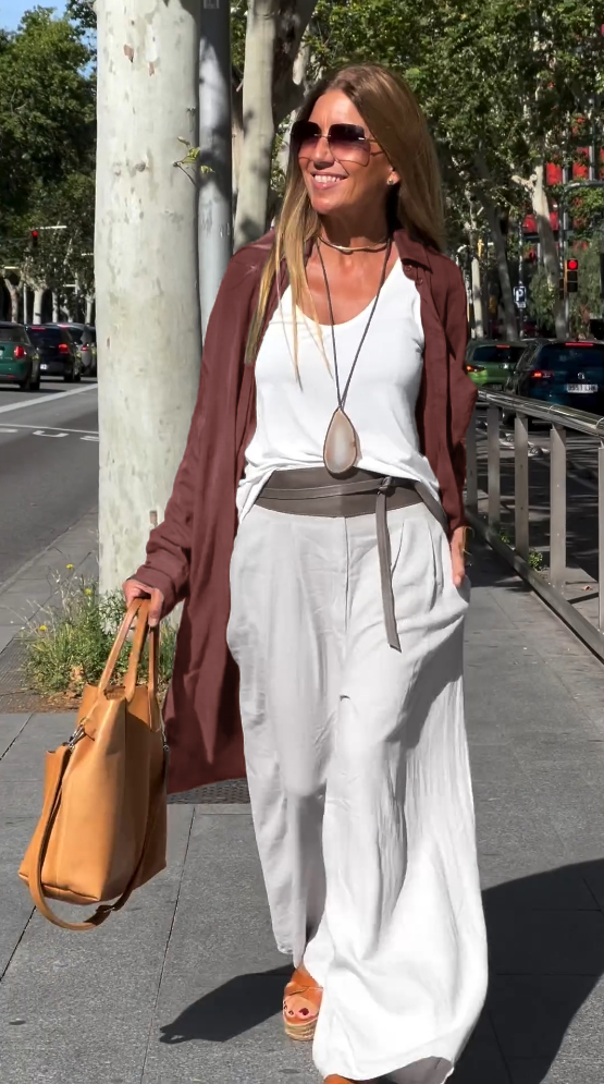 Solid color mid-length cardigan shirt