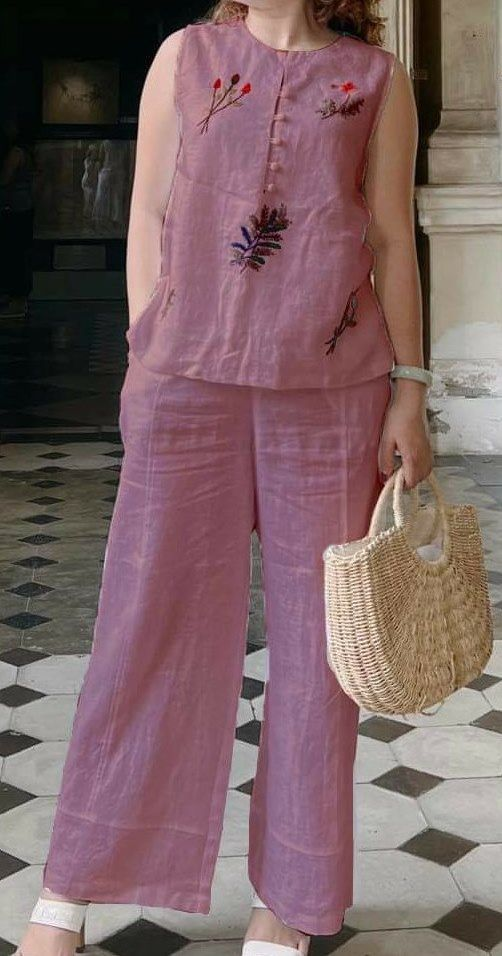 Cotton and Linen Casual Sleeveless Vest Trousers Set