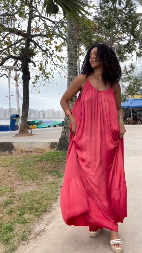 Solid Color Casual Halter Dress