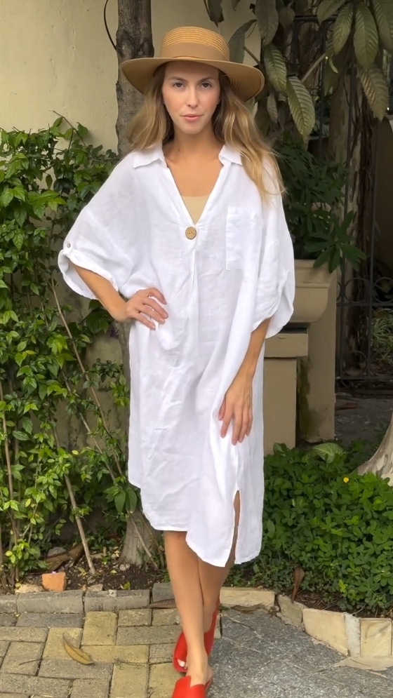 New Solid Color Half Sleeve Shirt Dresses