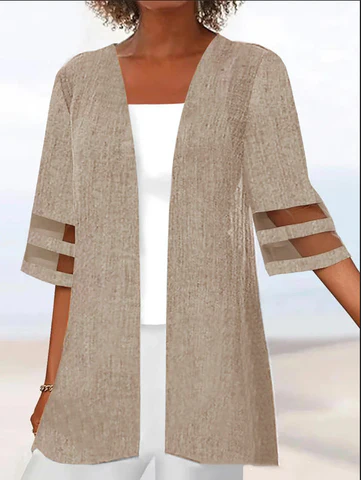 Fashion Solid Split Joint O Neck Tops(5 colors)