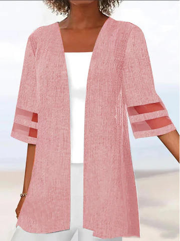 Fashion Solid Split Joint O Neck Tops(5 colors)