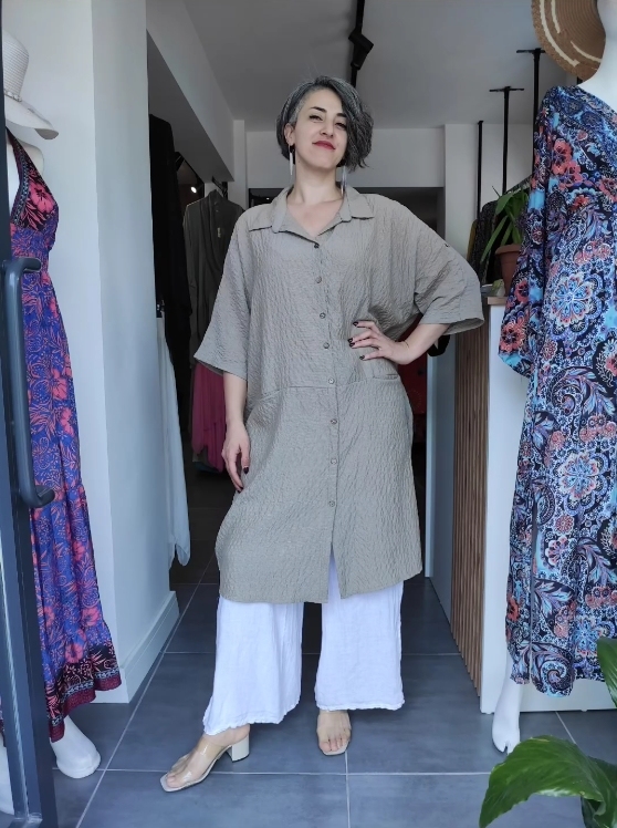 Summer new Loose Striped Shirt Dress