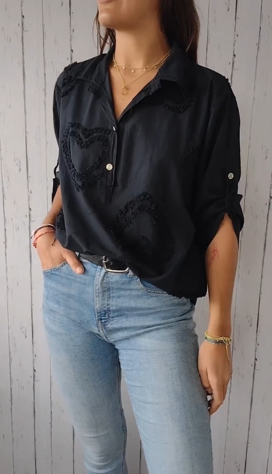Heart Lace Cotton and Linen Shirt（Buy 2 get free shipping）