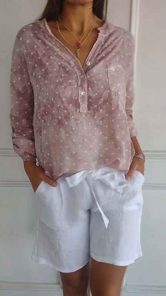 Star Print Casual Pocket Shirt