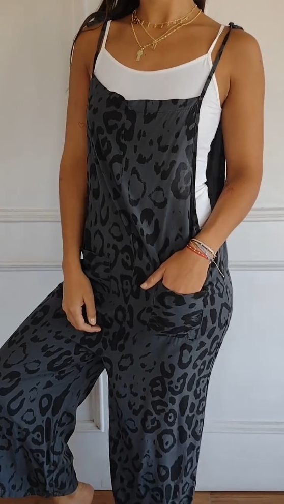 Leopard print casual jumpsuit