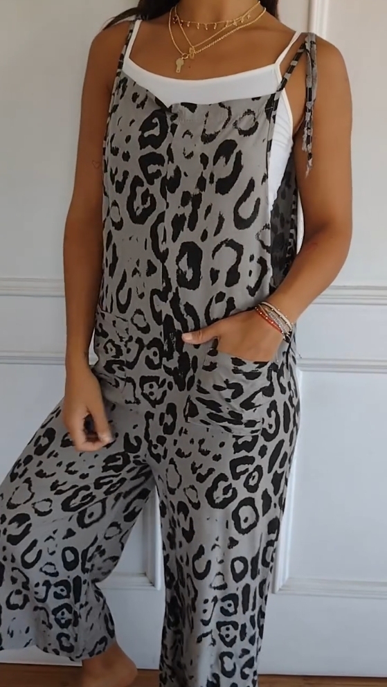 Leopard print casual jumpsuit