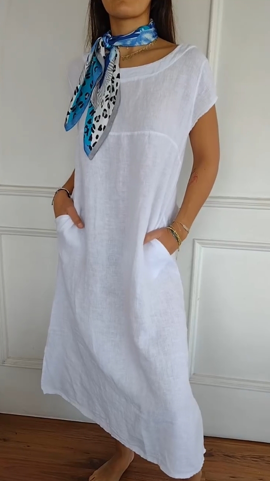 Women's Casual Loose Linen Pocket Dress