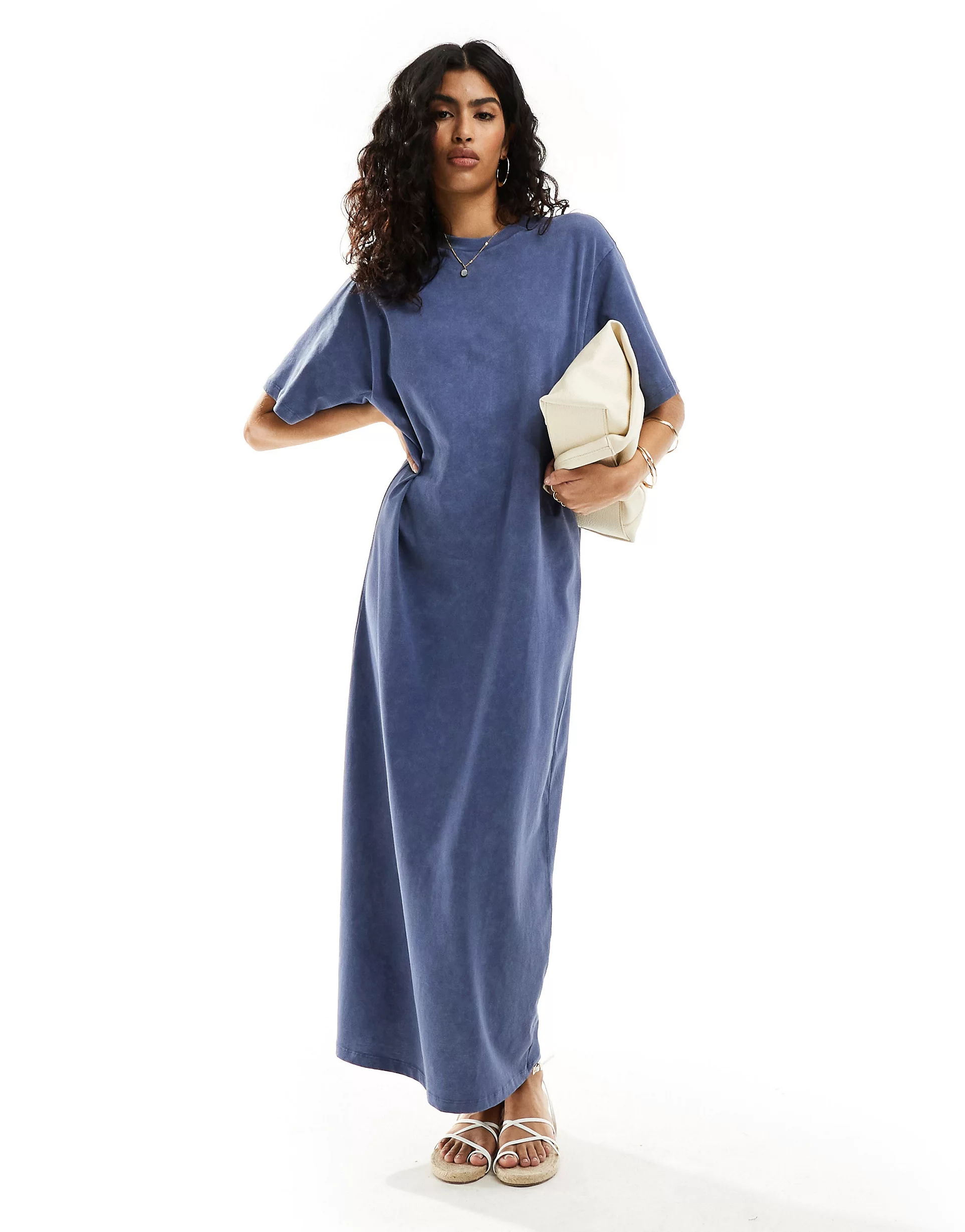 Basic Casual Black Midi T-Shirt Dress-4 colors